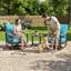 Ensemble de conversation avec chaise berçante pivotante en aluminium 3 pièces avec coussins et table d'appoint-501328064