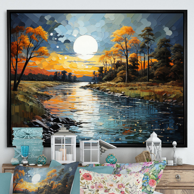 " Orange River Silvery Waters I ", 24" H x 32" W x 1" D, Black Floater Framed