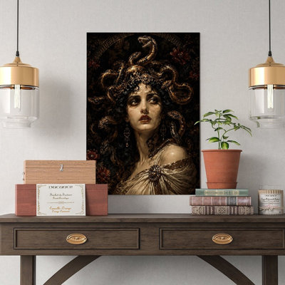 Canvas Wall Art Medusa Golden Snake Goddess Mythology Art Print Vintage Poster Print Home Decor