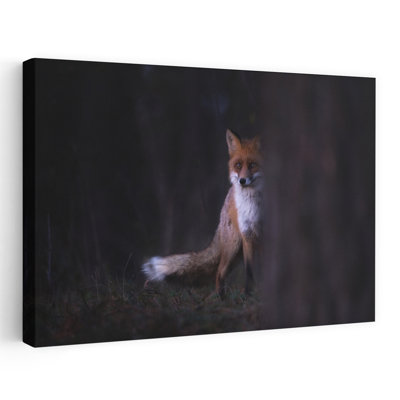 «Mysterious Forest Fox», reproduction d'art contemporain de paysage de renard contemporain