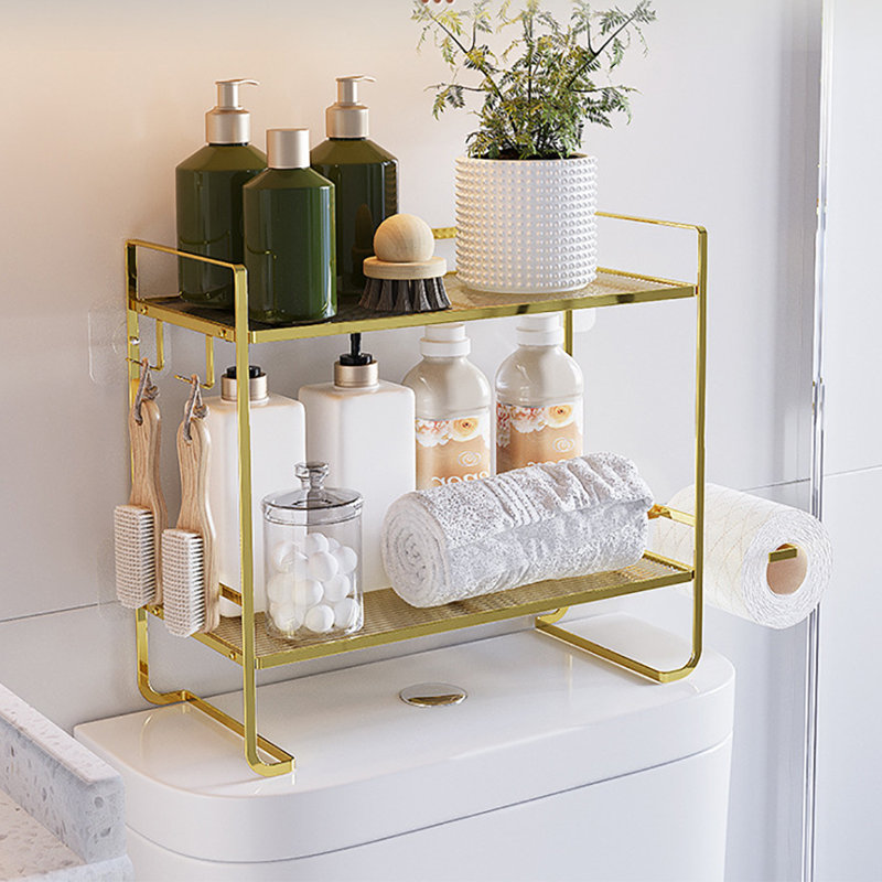 Metal Bathroom Shelves, Gold