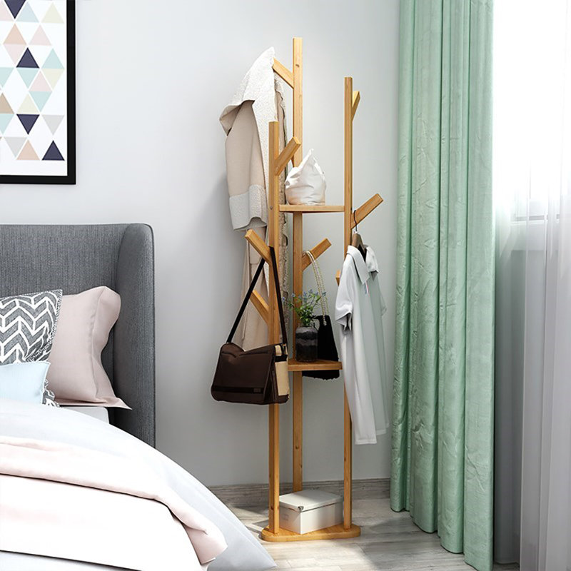 Audrianna Solid Wood Freestanding Coat Rack, Natural