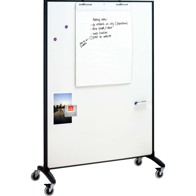 Freestanding Black and Gray Mobile Porcelain Fabric Combo Board