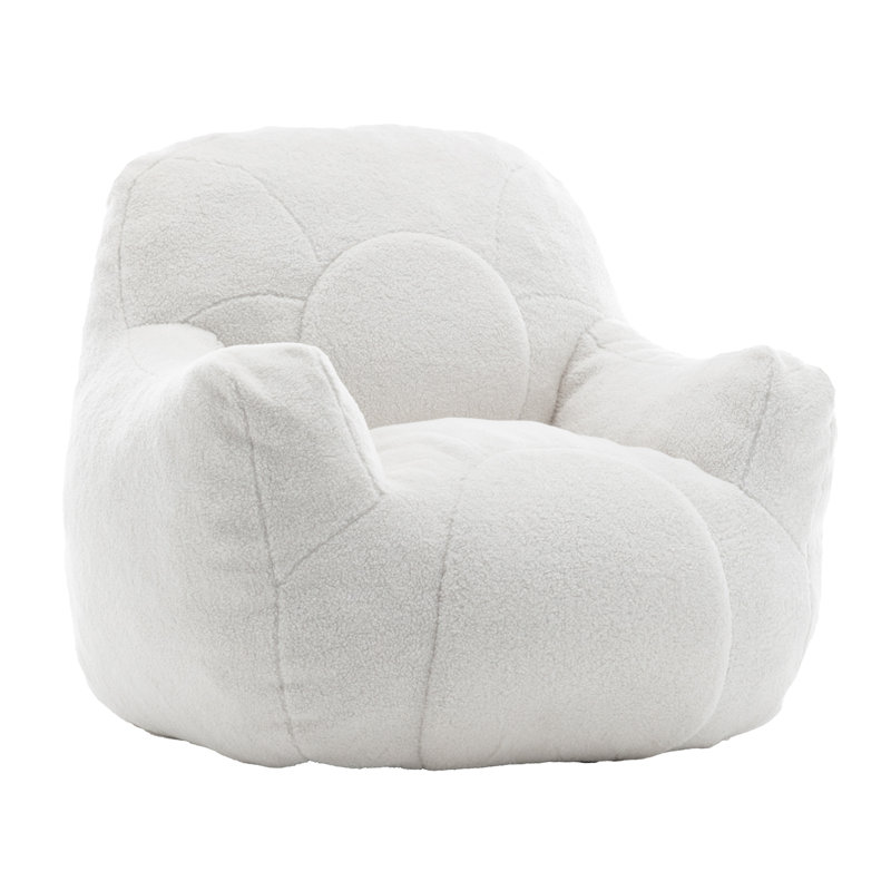 Bean Bag Chair With Filler, White Faux Fur
