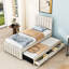Lit plateforme tapissier avec couchette simple et tiroirs Cuevas Simpkins-219815072-219815075