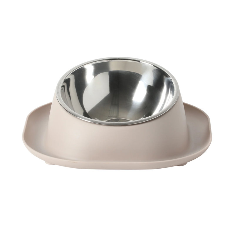 Gamelle pour animaux Gibson Home 8,5 po en acier inoxydable beige avec support, Beige