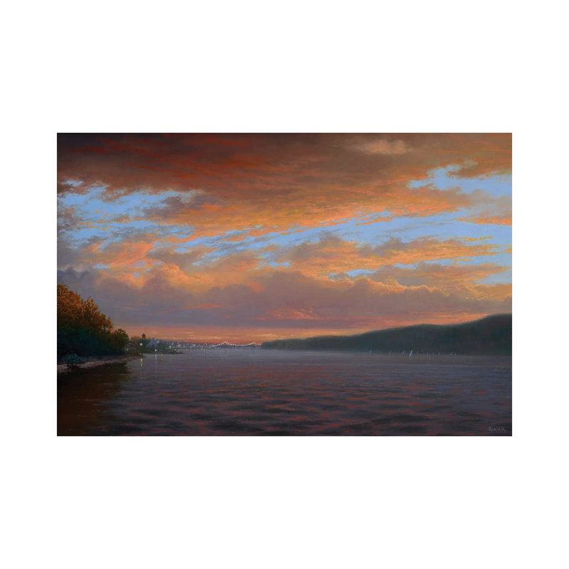 Sunset - Dobbs Ferry Looking South to NYC 10.23.18 1 Piece Wrapped Canvas Painting, 20.32 cm H x 30.48 cm W