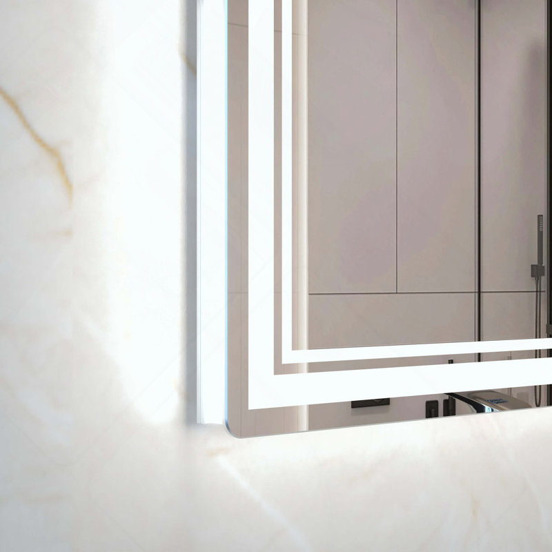 Oversized LED Bathroom Mirror Wall Mounted Mirror With 3 Color Modes