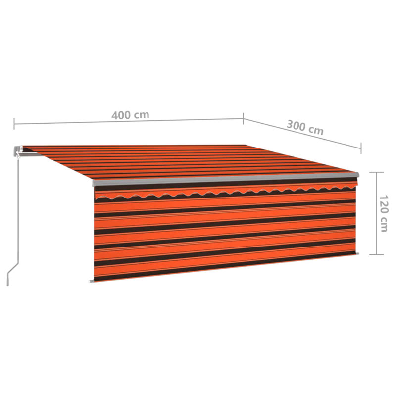 Dakota Fields Polyester Retractable Patio Awning, 400cm W x 300cm D, Striped 2, Orange/Black