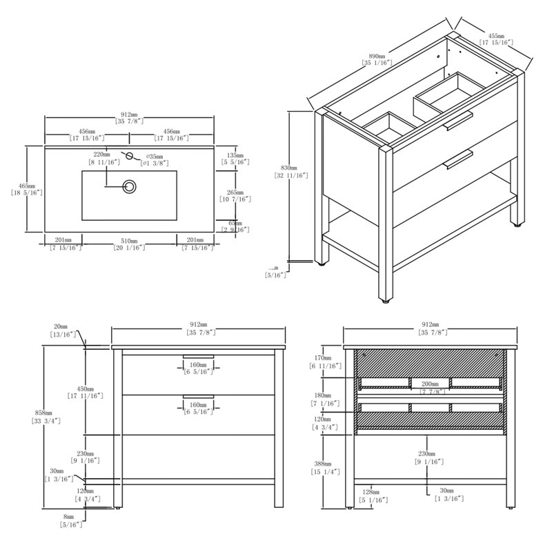 Meuble-lavabo autoportant avec lavabo