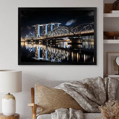 Singapour, beau, paysage urbain, noir, impression