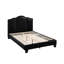 Lit double en noir, similicuir accentué, cadre en bois noir avec vivacité, fabrication brune