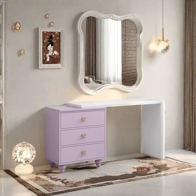 Commode de chambre de luxe, Blanc/mauve