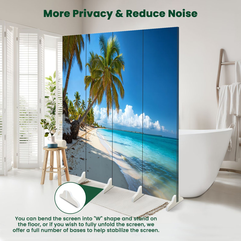 Paravent 4 panneaux pliant Royal Tropical Beach