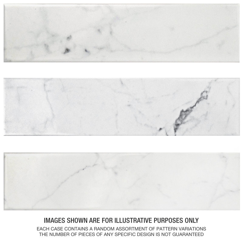 Classico Carrara 3" x 12" Ceramic Stone Look Subway Wall Tile