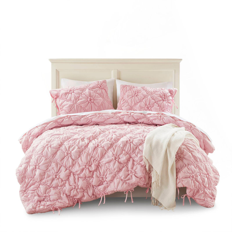 3PCS  Comforter Set, Pink