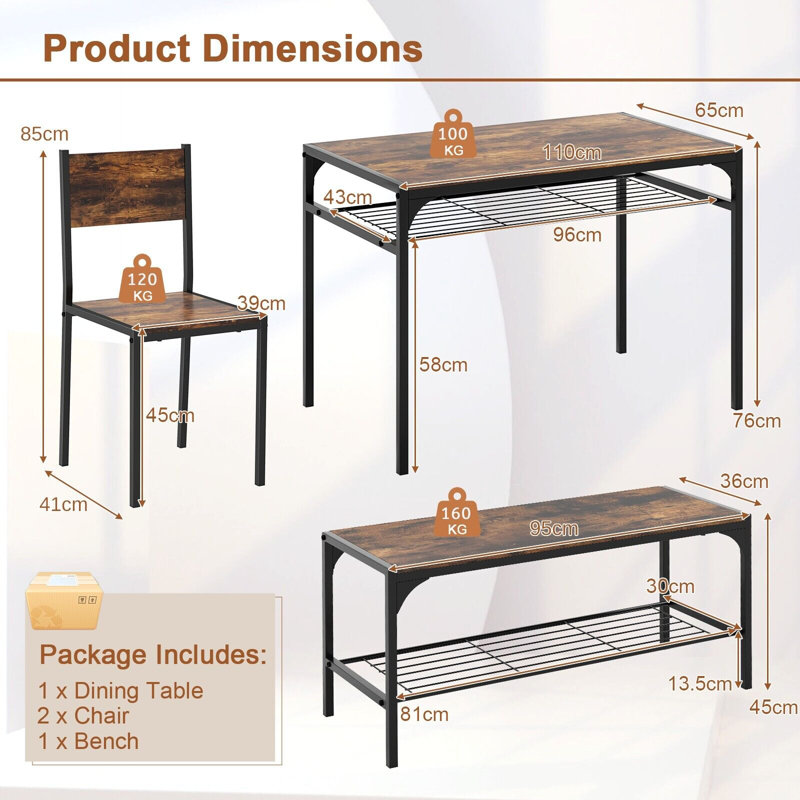4 - Person Dining Set, Brown