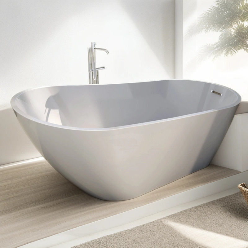 Acrylic 63.1'' x 31.52'' Freestanding Soaking Acrylic Bathtub