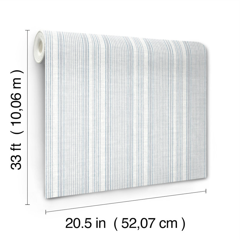 Ayanna Light Green Striped Wallpaper, Blue