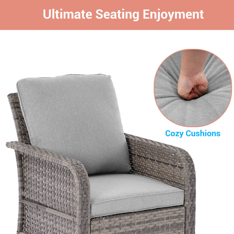 9 Pieces Patio Set with 3-Seater Sofa, PE  Rattan Patio With Thick Cushions and Sturdy Frame, Leaden Gray