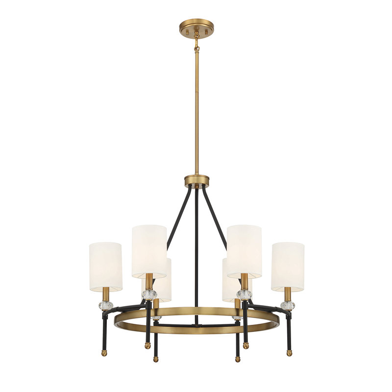 Eginald 6-Light Chandelier In Matte Black With Warm Brass Accents