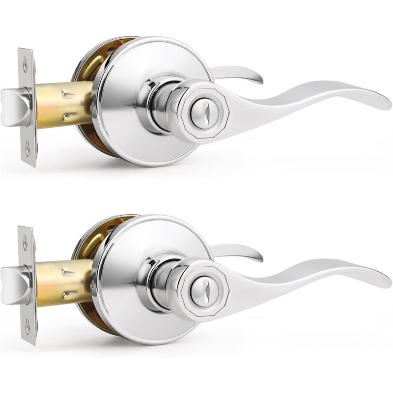 Poignée de porte intérieure en chrome poli pour porte d'intimité, Chrome poli
