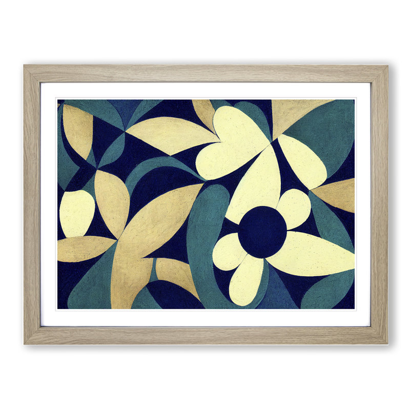 Bluebell Flower Abstract - Single Picture Frame Painting, 46cm H x 64cm W x 2cm D, Oak Framed