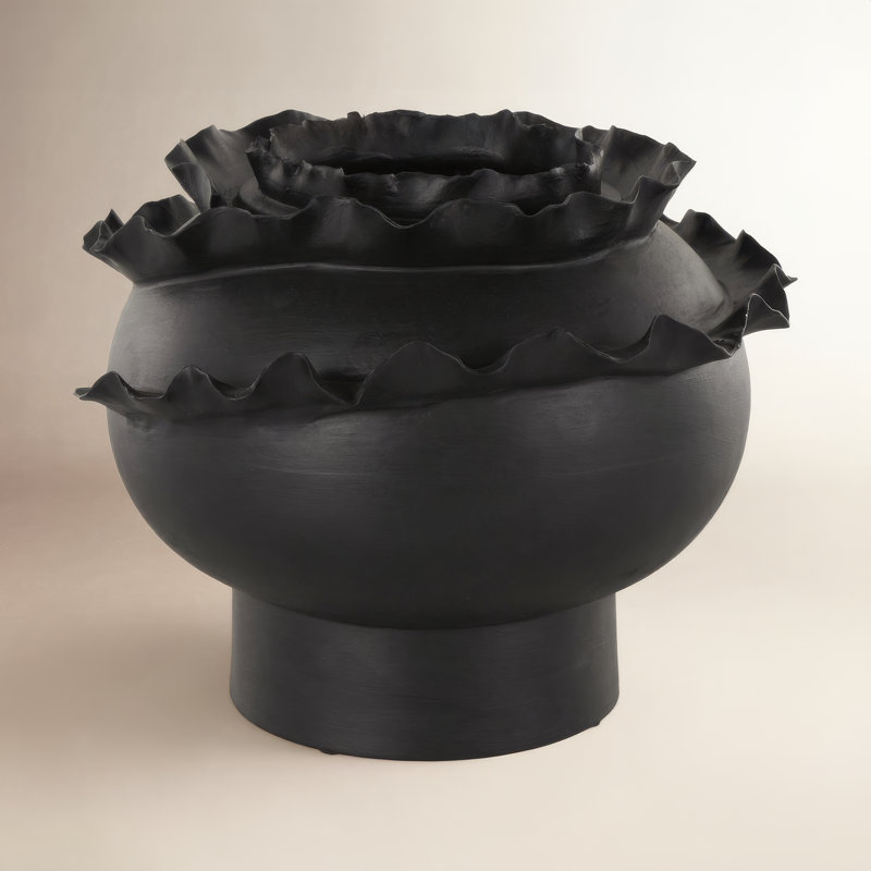 Vase abstrait en céramique Acuna, Noir