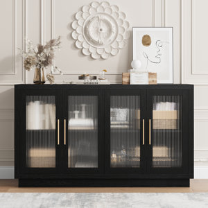Veltri Modern Sideboard, Buffet with Tempered Glass Doors