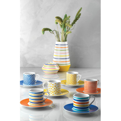 Elegant Coffee Cup Set (12 Pieces), 100% Porcelain, Cups: 2.4 x 2.4 x 2.4 inches | Saucers: 4.7 x 4.7 x 0.8 inches | Dishwasher & Microwave Safe | Perfect for Home, Office, or Special Occasions, Stylish Design