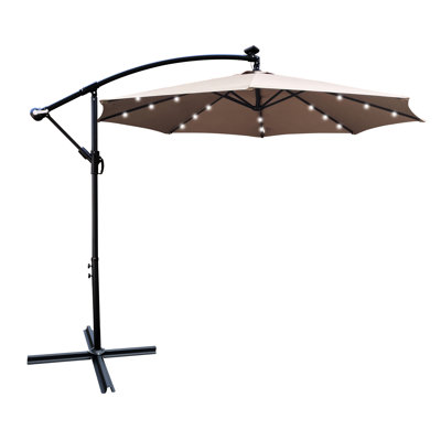 Solar Led Patio Umbrella 10 Ft - 8 Ribs, , For Deck, Garden, Poolside Shade Lighted Rust-, Deck