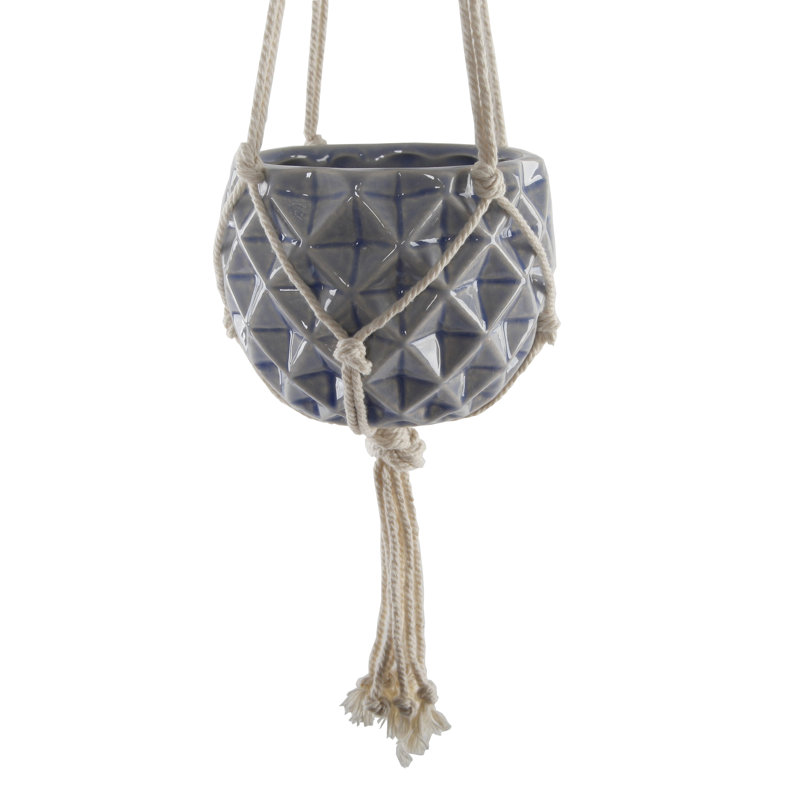 Pot à fleurs suspendu en céramique Odyssey, Bleu