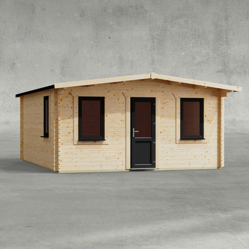 Powersheds 16 x 18ft Apex Deluxe Retreat Log Cabin, Door Central - 44mm