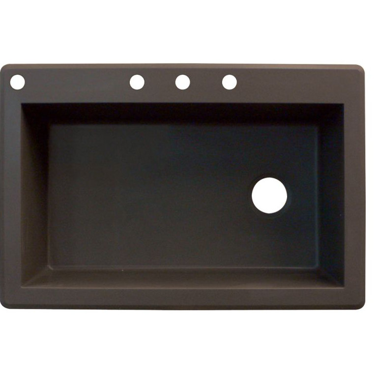 Radius 33'' L Single Bowl Granite Kitchen Sink, Espresso, 4 hole