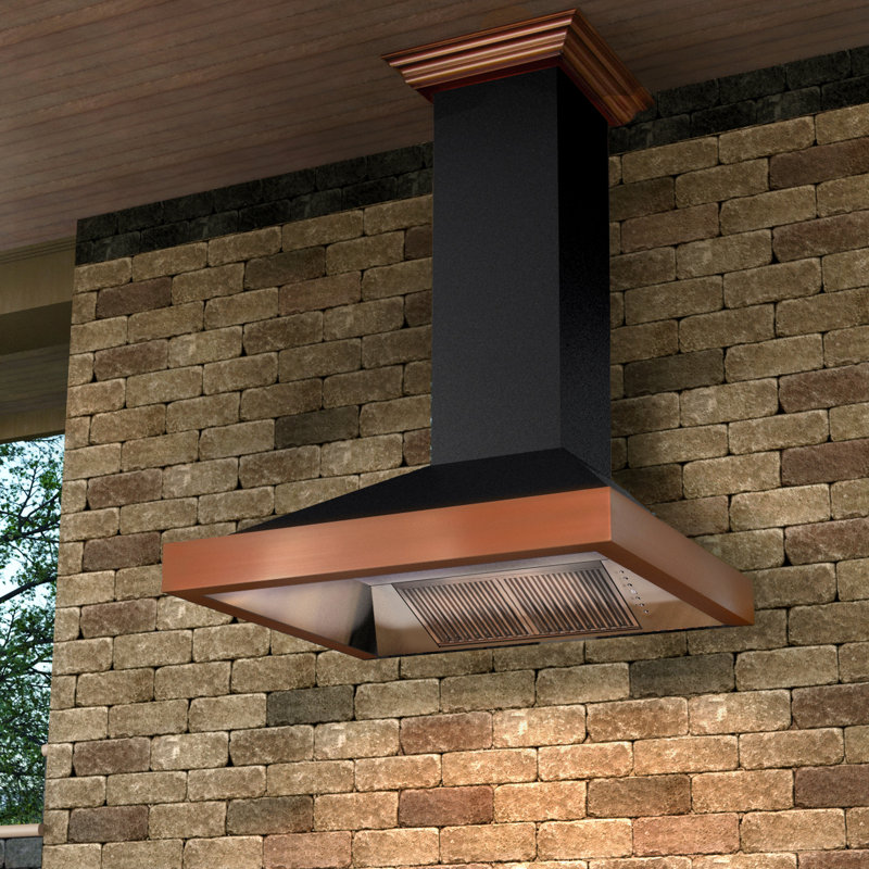 30" 400 CFM Ducted Wall Mount Range Hood, Hand-Hammered Copper, 30" W