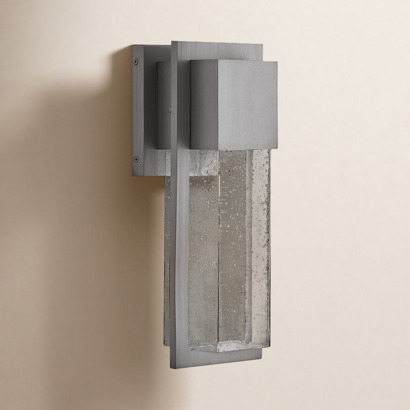 Kimora Glass Outdoor Wall Lantern, Gray, 20" H x 8" W x 5.7" D