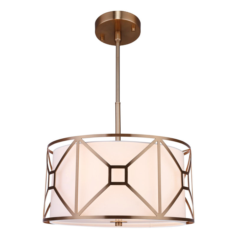 Lustree tambour 3 lumières unique Hultgren, H 8,5 po x l 17 po x P 17 po, Laiton rétro
