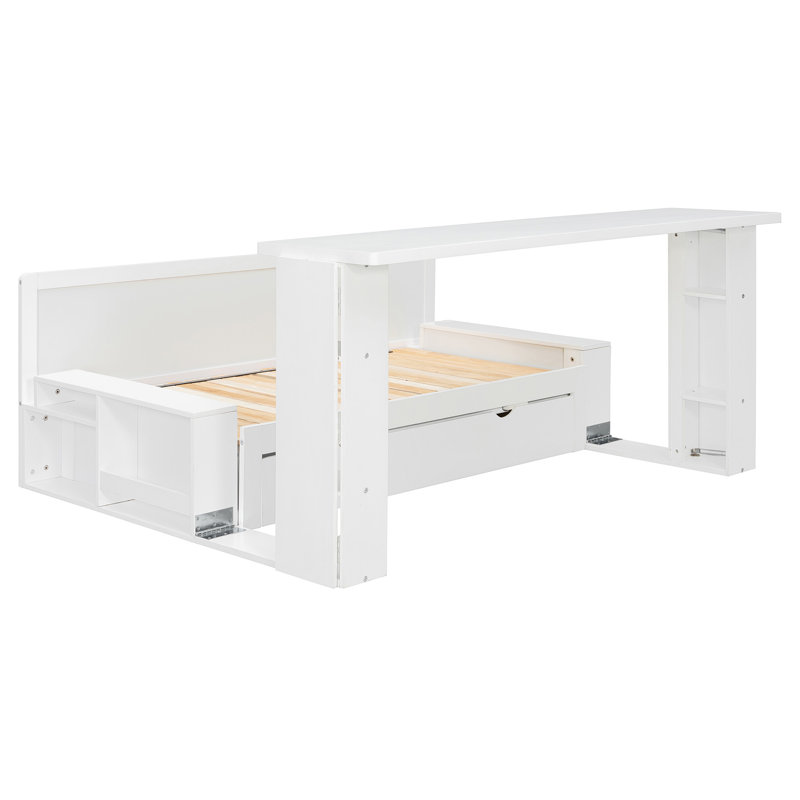 Daybed With Removable Desk, Full, White