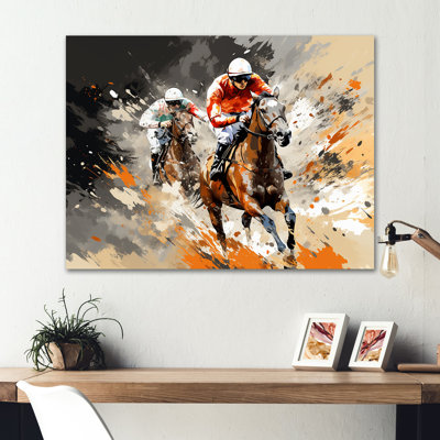 Brown Horse Racing Frenzy - Horse Racing Metal Wall Art MT134503
