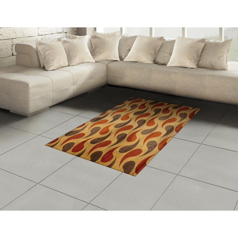 Tapis décoratif abstrait à haute densité en fibres longues, Rectangle— 4 pi x 5 pi 8 po