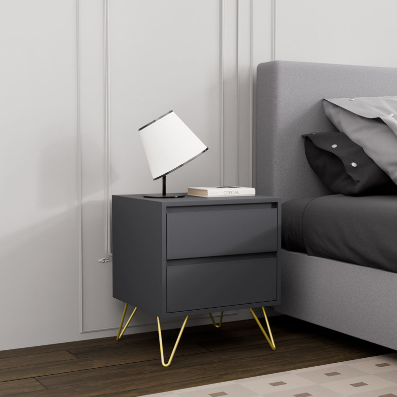 Almaas 45cm W Bedside Table, Grey
