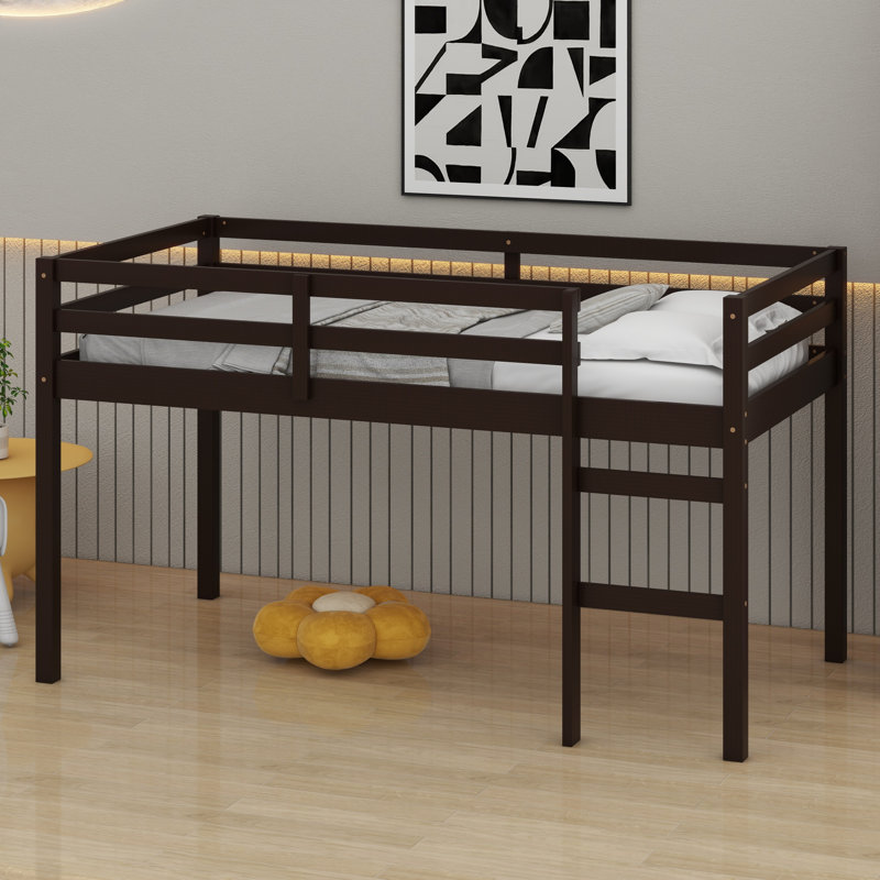 Lit mezzanine en bois avec échelle, Espresso