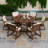 7-Piece Outdoor Dining Set with Round Hollow-Design Table, Cushioned Chairs and Umbrella Hole-1431284228