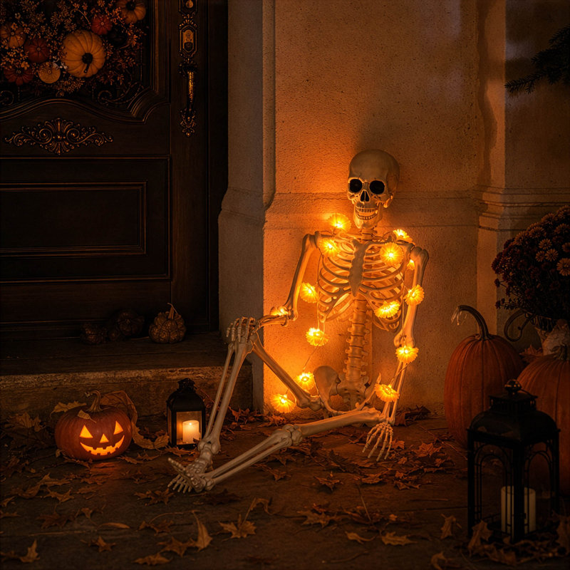  Ensemble de 2 décorations d'Halloween artificielles USB 20 guirlandes 40 pi à DEL 40 pi