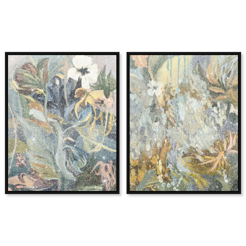 Moss Overlap Set Set by Oliver Gal, 42"H x 34"W, Black Floater Frame