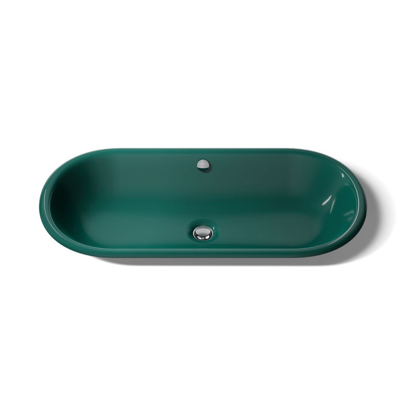 Iron Plains 33 In. Oval Drop-In / Undermount / Vessel Bathroom Sink, Teal