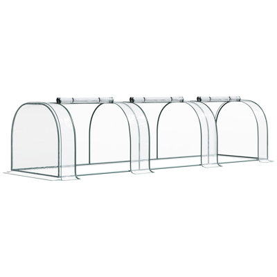 Mini serre 11 pi x 3 pi 2,5 pi, portative avec portes à fermeture à glissière, structure en tissu et en acier pour tout jardinage Serre 11 pi x 3 pi x 2,5 pi, couverture