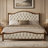 Transitional Solid Wood Platform Bed with Upholstered Tufted Headboard, No Box Spring Required-216095698