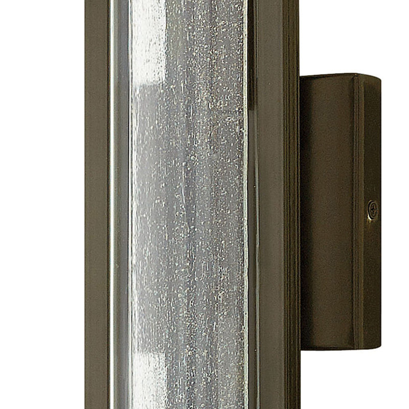 Mist 1 - Bulb Seeded Glass Outdoor Flush Wall Mount, Bronze, 28.5" H x 4.75" W x 4" D