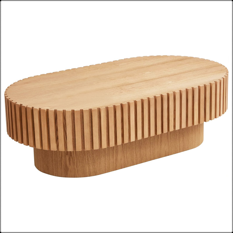 Table basse ovale cannelée 43,1 ", Wood